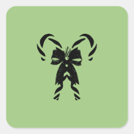 Adesivo Quadrado Candy Canes with Pine Needles & Bow