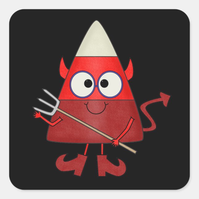 Adesivo Quadrado Candy Corn Devil Halloween (Frente)