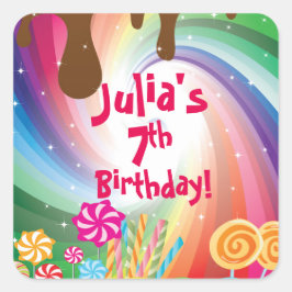 Adesivo Quadrado Candyland Birthday Stickers