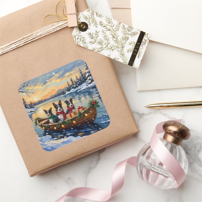 Adesivo Quadrado Cane Corso Christmas Boat Holiday (Presentear)