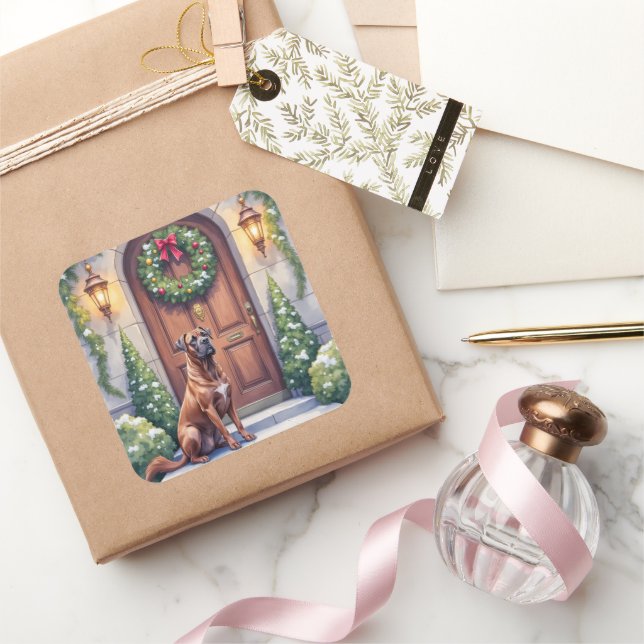 Adesivo Quadrado Cane Corso Grand Door Evergreen Christmas Art (Presentear)