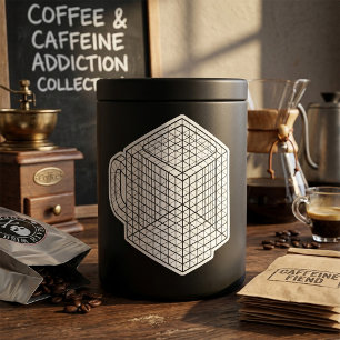 Adesivo Quadrado Caneca de Café Geométrica Arte de Grade Isométrica