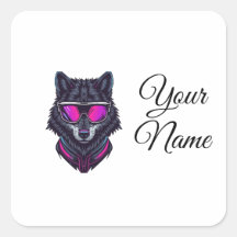 Caneca Personalizável com Nome Arte Neon Lobo Cybe