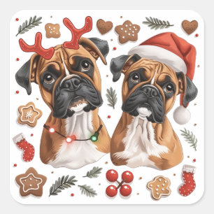 Adesivo Quadrado Caninos de Natal
