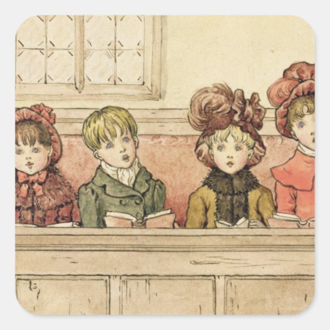 Adesivo Quadrado Cantando na igreja (c/c no papel) (Frente)