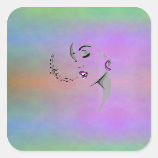 Adesivo Quadrado Cantando um Design de canção