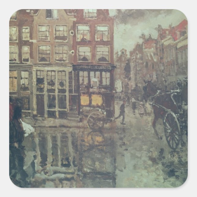 Adesivo Quadrado Canto da Praça Leidsche, Amsterdã (Frente)