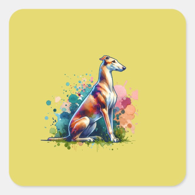 Adesivo Quadrado Cão Azawakh (Frente)