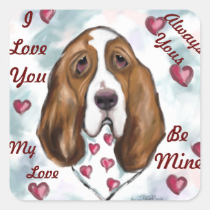 ADESIVO QUADRADO CÃO BASSET