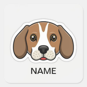 Adesivo Quadrado Cão-beagle personalizado bonito