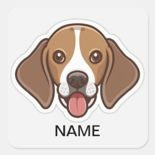Adesivo Quadrado Cão-beagle personalizado bonito
