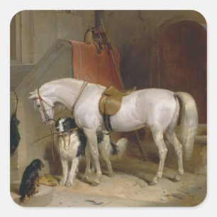 Adesivo Quadrado Cão-cavalo Favoritos pintura arte Landseer