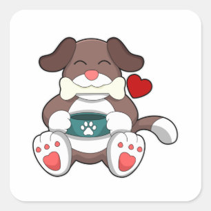 Adesivo Quadrado Cão com Osso