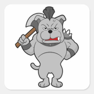 Adesivo Quadrado Cão como guerreiro com a Ax