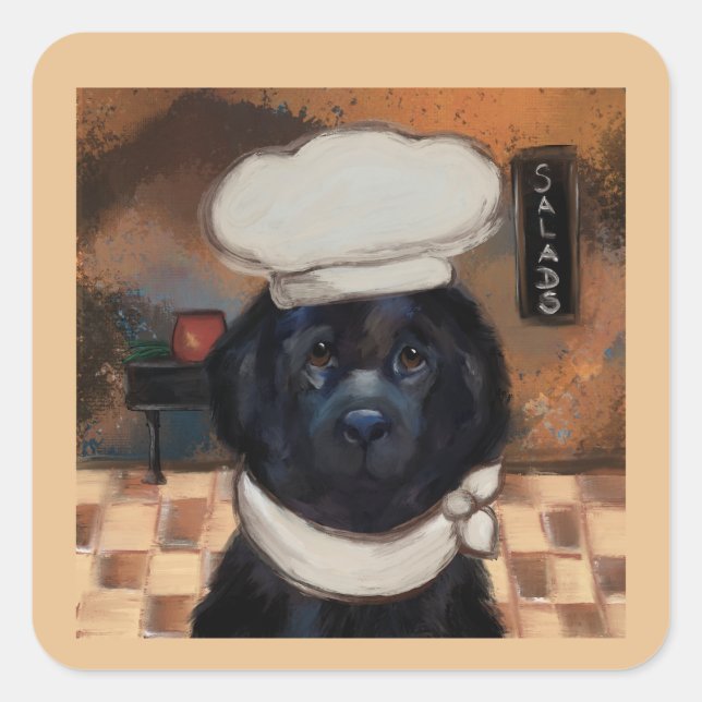 Adesivo Quadrado Cão da Terra Nova (Frente)