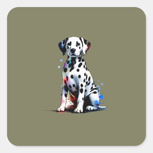 Adesivo Quadrado Cão Dalmático (Frente)