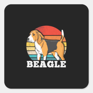 Adesivo Quadrado Cão de Beagle Retro