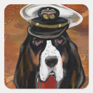 ADESIVO QUADRADO CÃO DE CAÇA BASSET