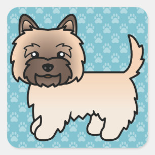 Adesivo Quadrado Cão De Cartoon De Cairn Terrier De Roda Desenho De