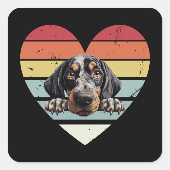 Adesivo Quadrado Cão de Conhound Bluetick (Frente)