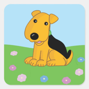 Adesivo Quadrado Cão de filhote de cachorro bonito de Kawaii na