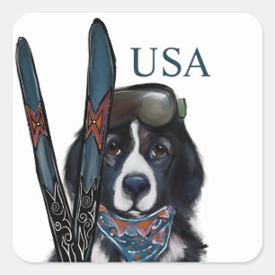 ADESIVO QUADRADO CÃO DE TERRA NOVA 