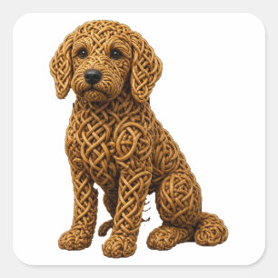 Adesivo Quadrado Cão Doodle Nó Celta