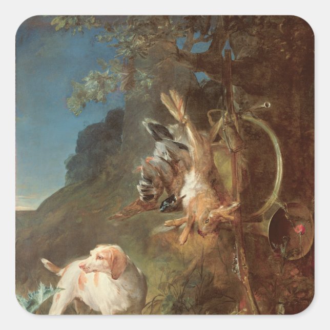 Adesivo Quadrado Cão e jogo, 1730 (Frente)