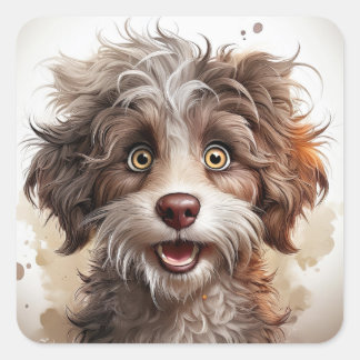 Adesivo Quadrado cão engraçado