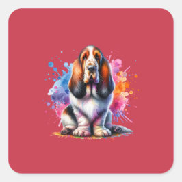 Adesivo Quadrado Cão Grande Basset Griffon Vendeen