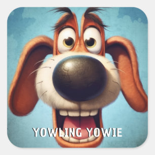 Adesivo Quadrado Cão Monstro Engraçado: Yowling Yowie