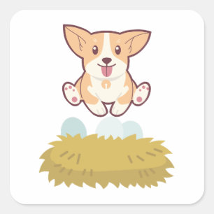 Adesivo Quadrado cão no ovo
