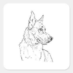 Adesivo Quadrado Cão Pastor Alemão Alsaciano Arte