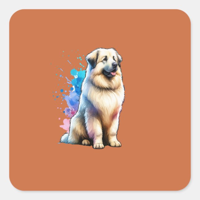 Adesivo Quadrado Cão-Pastor Pirenéus (Frente)
