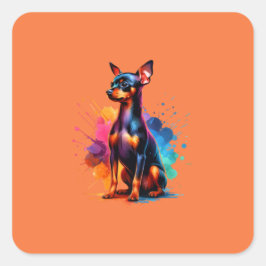 Adesivo Quadrado Cão-Pinscher Miniatura