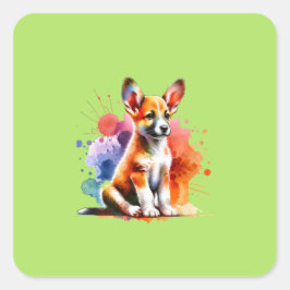 Adesivo Quadrado Cão Podengo Português