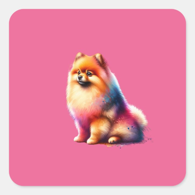 Adesivo Quadrado Cão Pomerano (Frente)