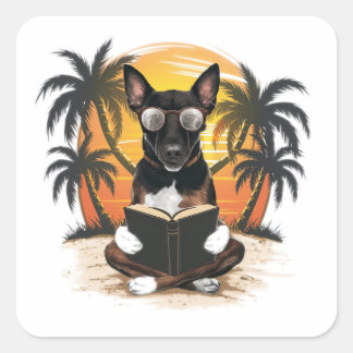 Adesivo Quadrado Cão-puxador alemão que veste óculos com motor(1)