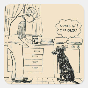 Adesivo Quadrado Cão que obtem mais velho