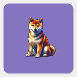 Adesivo Quadrado Cão Shiba Inu