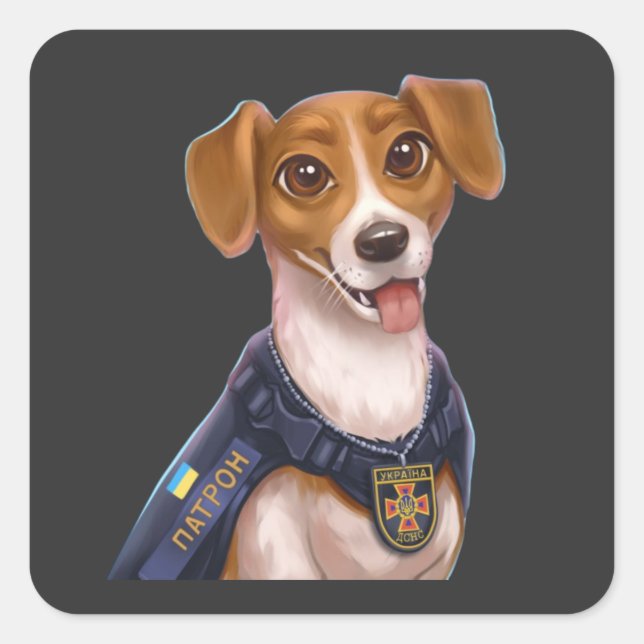 Adesivo Quadrado Cão ucraniano Patron T-Shirt (Frente)