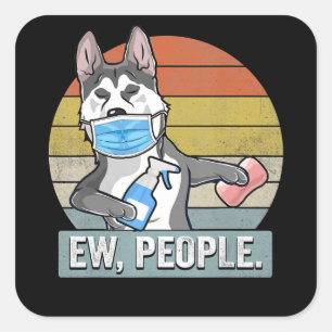 Adesivo Quadrado Cão Vintage Funny Rouco Sibir Ew Pessoas