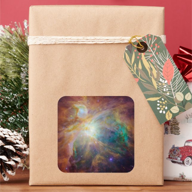 Adesivo Quadrado Caos no Coração de Orion Spitzer Hubble Composto (Feriado)