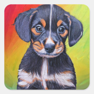 Adesivo Quadrado Cãozinho de Dachshund