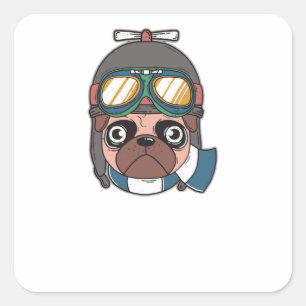 Adesivo Quadrado Capitão Pug