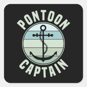 Adesivo Quadrado Capitão Retro Vintage Anchor Pontoon Proprietári