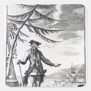 Adesivo Quadrado Capitão Teach, comumente chamado Barba Negra