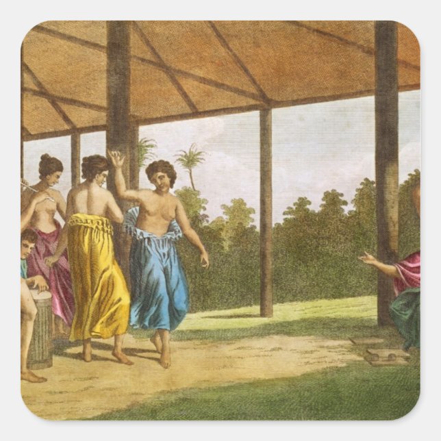 Adesivo Quadrado Capitão Wallis, à sua chegada a O'Taheite (Frente)