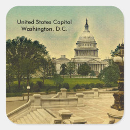 Adesivo Quadrado Capitólio dos Estados Unidos das Etapas da Bibliot