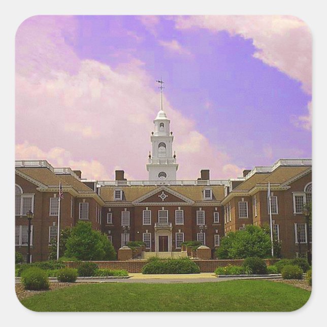 Adesivo Quadrado Capitólio estadual de Delaware em Dover (Frente)